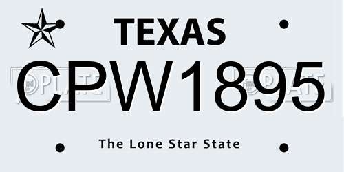 CPW1895 Texas License Plate