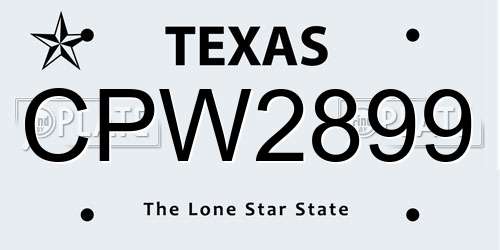 CPW2899 Texas License Plate