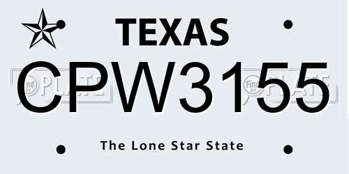 CPW3155 Texas License Plate