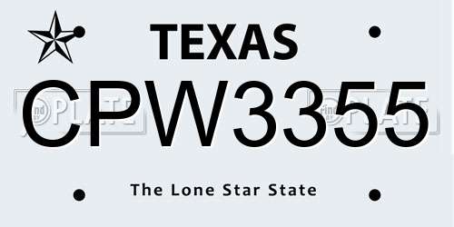CPW3355 Texas License Plate