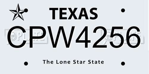 CPW4256 Texas License Plate
