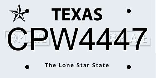 CPW4447 Texas License Plate