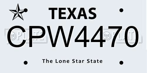 CPW4470 Texas License Plate