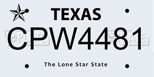 CPW4481 Texas License Plate