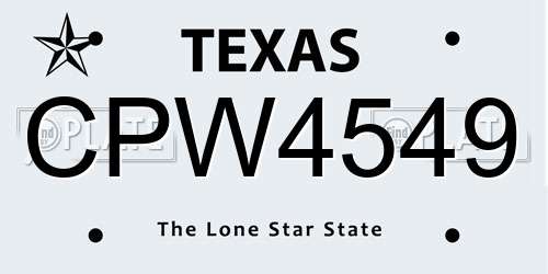 CPW4549 Texas License Plate