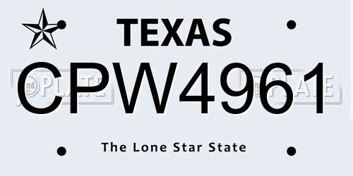 CPW4961 Texas License Plate