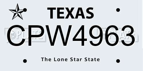 CPW4963 Texas License Plate