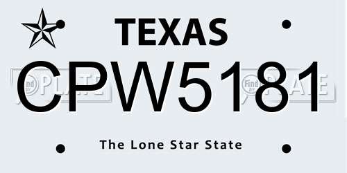 CPW5181 Texas License Plate