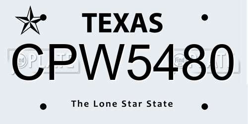 CPW5480 Texas License Plate