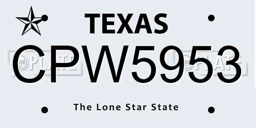 CPW5953 Texas License Plate