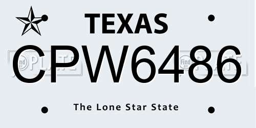 CPW6486 Texas License Plate