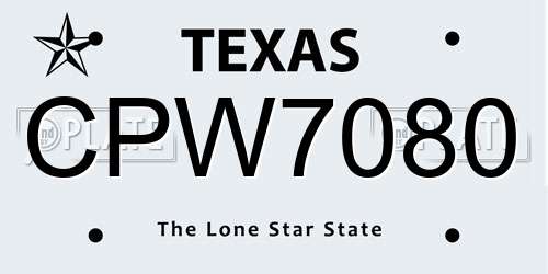 CPW7080 Texas License Plate