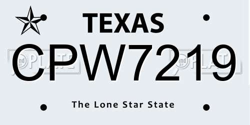 CPW7219 Texas License Plate