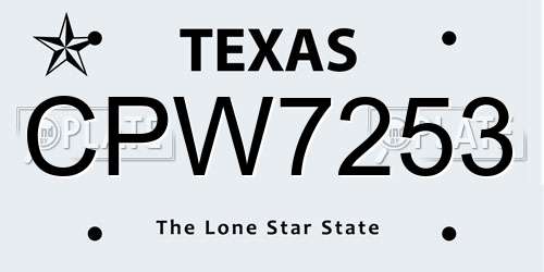 CPW7253 Texas License Plate
