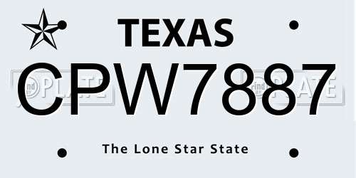 CPW7887 Texas License Plate
