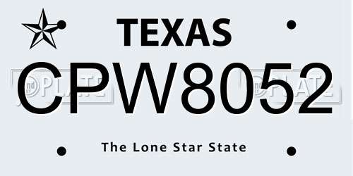 CPW8052 Texas License Plate