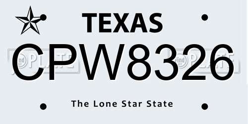 CPW8326 Texas License Plate