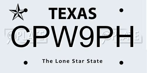 CPW9PH Texas License Plate