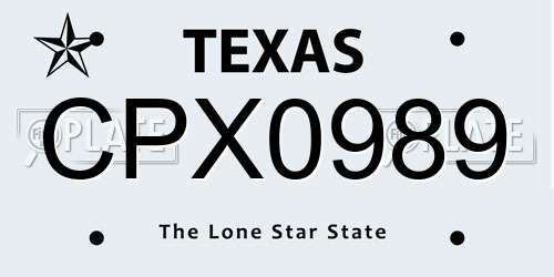 CPX0989 Texas License Plate