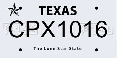 CPX1016 Texas License Plate