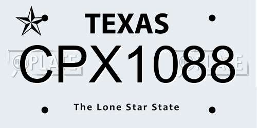 CPX1088 Texas License Plate