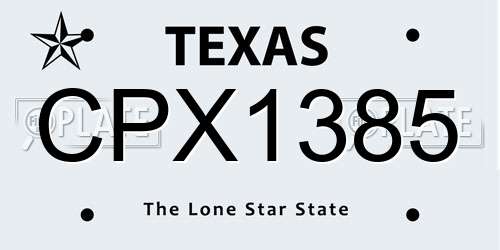 CPX1385 Texas License Plate