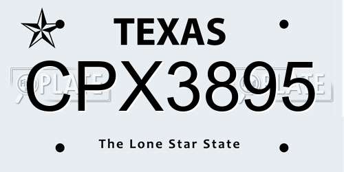 CPX3895 Texas License Plate