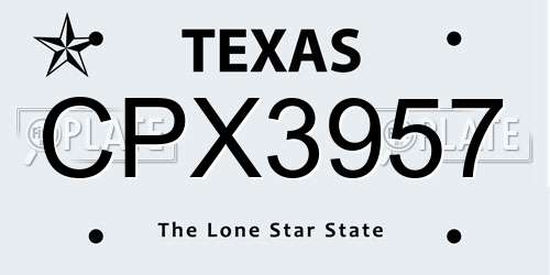 CPX3957 Texas License Plate
