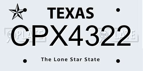 CPX4322 Texas License Plate