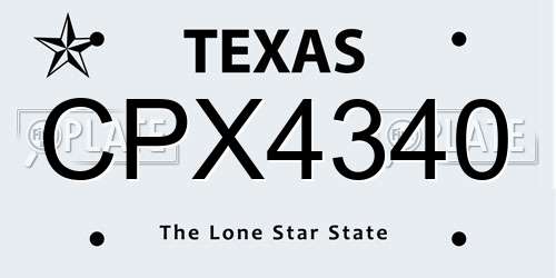CPX4340 Texas License Plate