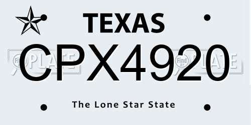 CPX4920 Texas License Plate