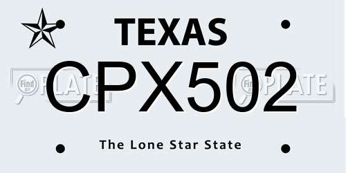 CPX502 Texas License Plate