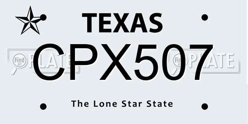 CPX507 Texas License Plate