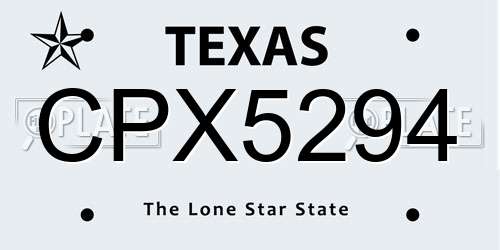 CPX5294 Texas License Plate