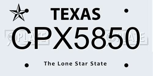 CPX5850 Texas License Plate