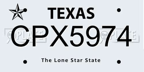 CPX5974 Texas License Plate