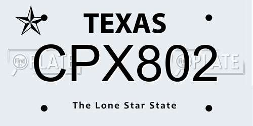 CPX802 Texas License Plate