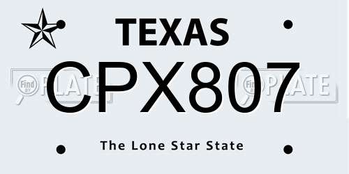 CPX807 Texas License Plate