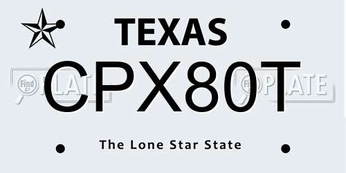 CPX80T Texas License Plate