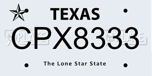 CPX8333 Texas License Plate