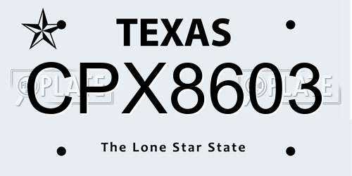 CPX8603 Texas License Plate