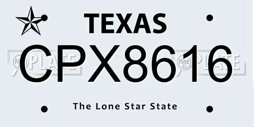 CPX8616 Texas License Plate