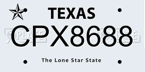 CPX8688 Texas License Plate