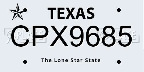 CPX9685 Texas License Plate
