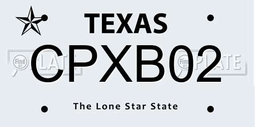 CPXB02 Texas License Plate