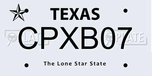 CPXB07 Texas License Plate