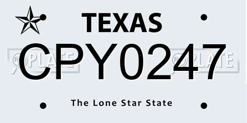 CPY0247 Texas License Plate
