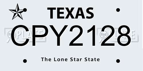 CPY2128 Texas License Plate