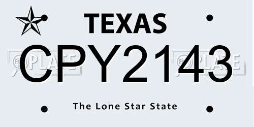 CPY2143 Texas License Plate