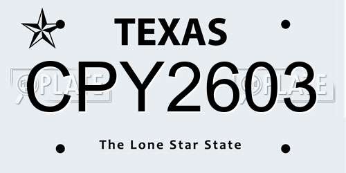 CPY2603 Texas License Plate